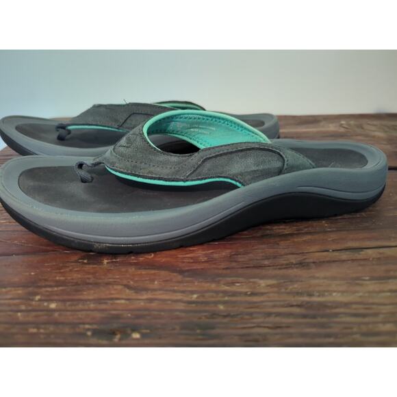 MUCK WANDERER FLIP FLOPS GRAY/TEAL WOMENS SIZE 11 EXCELLENT CONDITION - Picture 1 of 5